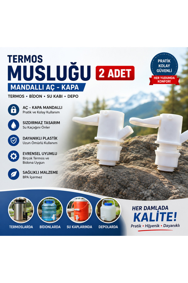 Thermos Tap, Thermos Tap with Latch, On/Off Valve, Canister Thermos Tap, 2 Pieces