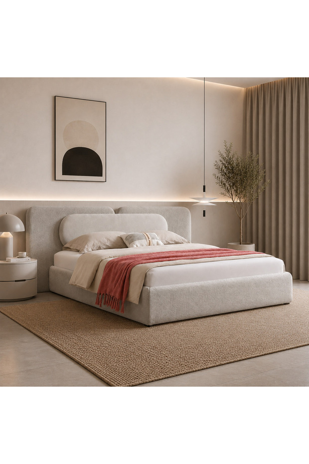 سرير من هاي بوينت ,هيكل خارجي متين وتصميم أنيق ,224 × 260 سم ,باللون الكريمي