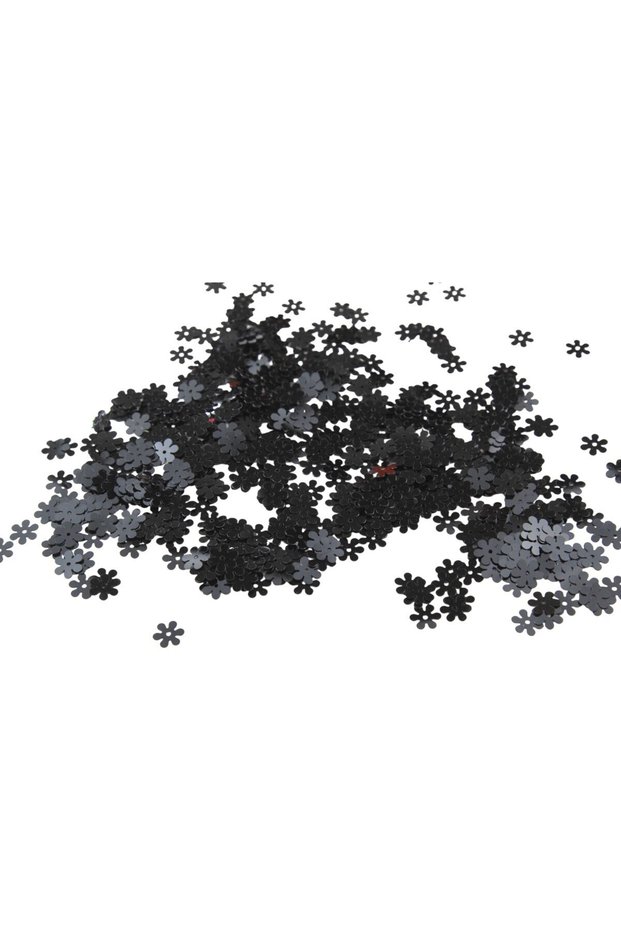 6 mm Daisy Sequins with Center Hole Metallic Black (30 Gr)