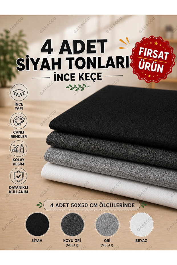 Black Shades Thin Felt - 4 Colors - 50X50 cm