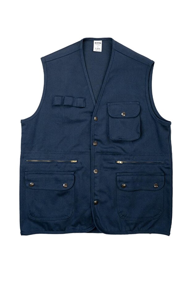 Thick Gabardine Vest with Multiple Pockets