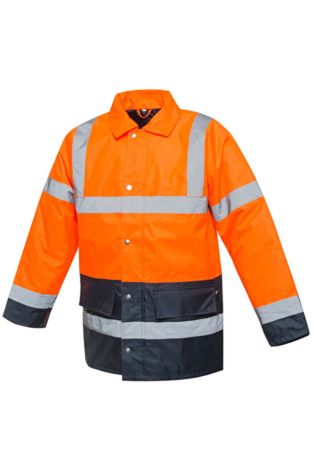Sefton Reflective Coat Orange-Navy Blue