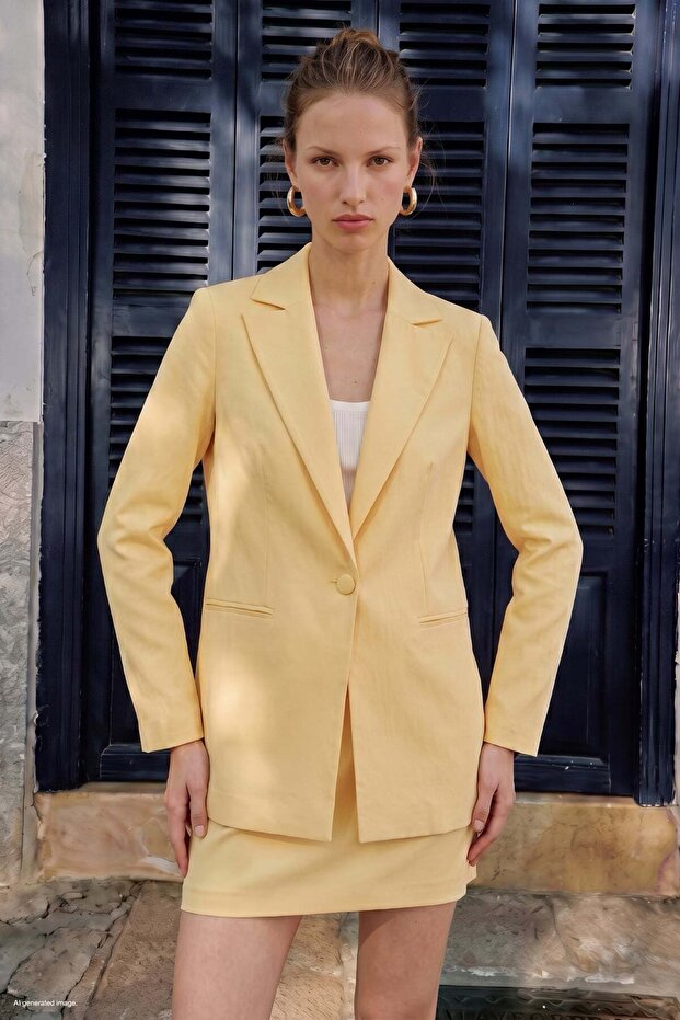 Linen Look Jacket - Yellow