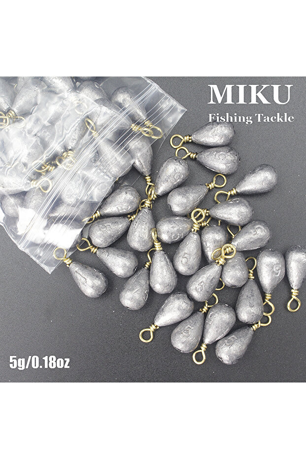 18pcs 5g 18-Piece 360° Rotating Water Drop Lead Precision Anti-Entanglement Twist Ring, With Multipl