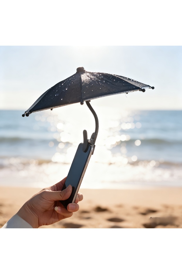 black Flexible mobile phone sunshade, mini sunshade, can shield mobile phones from sunlight and rain