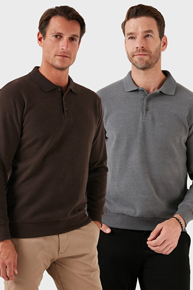 Cotton Blend Regular Fit 2-Pack Polo Neck Sweater Men's Polo Neck Sweater 456223S2