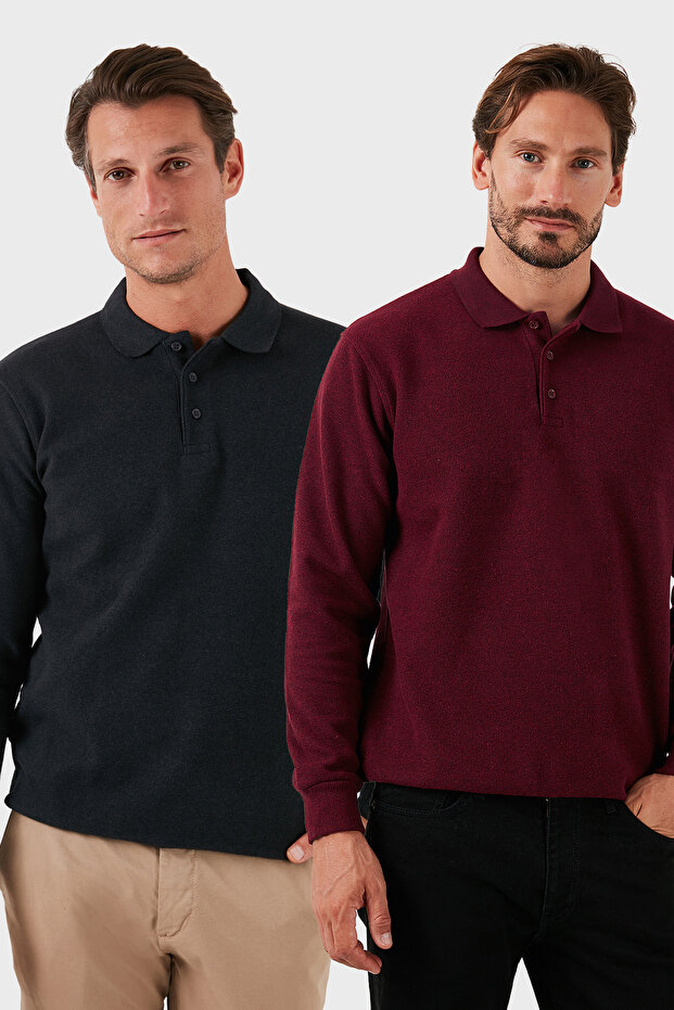 Cotton Blend Regular Fit 2-Pack Polo Neck Sweater Men's Polo Neck Sweater 456223S2