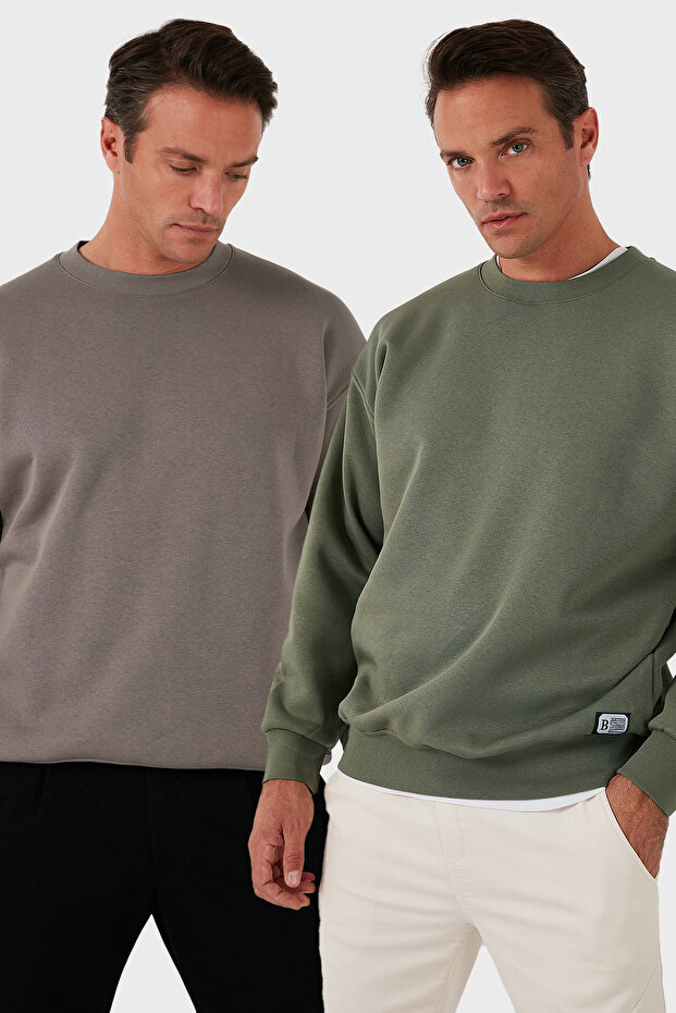 سترة رياضية للرجال بياقة دائرية وتصميم مموج، عبوة من قطعتين، موديل SWEAT 5905255S2