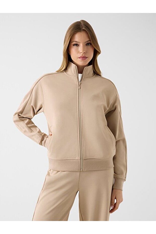 Octavia High Collar Full Zip Women's Beige Tracksuit Top V5Bq15Kcx22-G1Bw