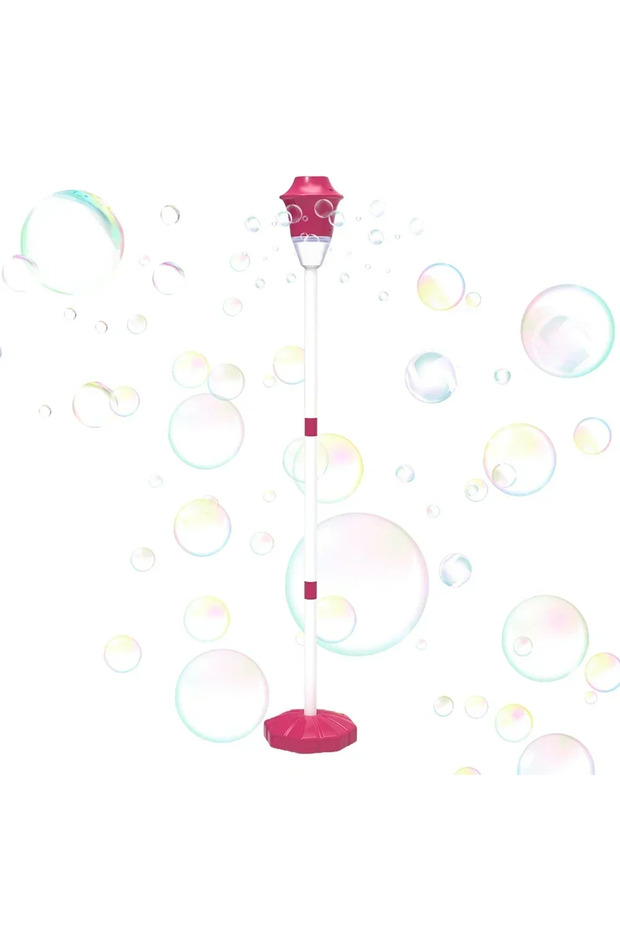 Red Bubble Maker Stand Machine with Lights and Music Automatic Bubble Torch Bubble Machine Toys for