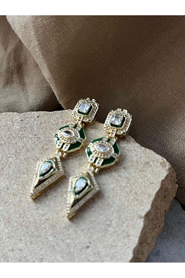 Antique Green Pendant Earrings