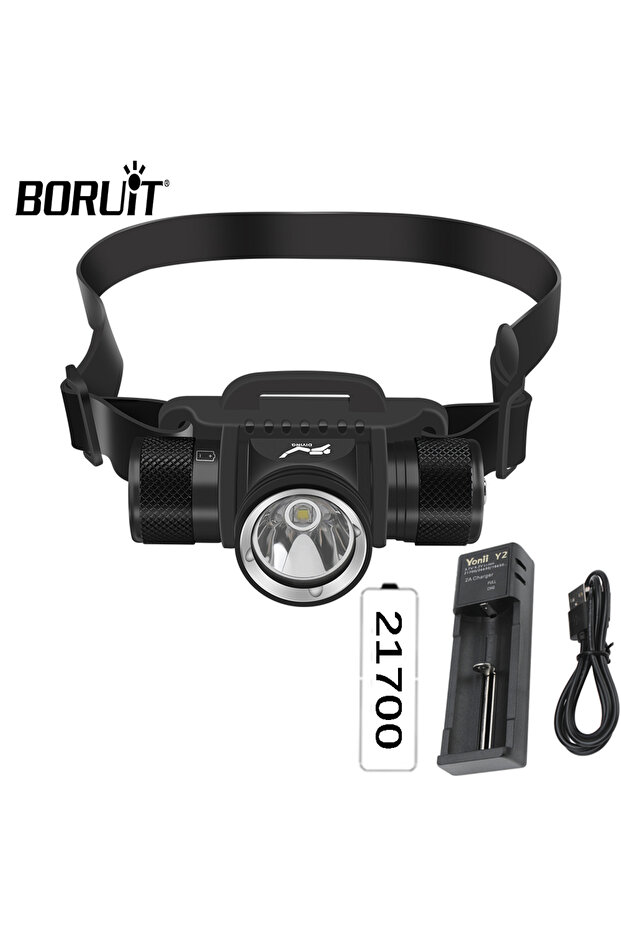 White light Option B BORUiT HP900 Diving Headlamp 800 Lumen 18650/21700 Battery Torch IPX8 Waterproo