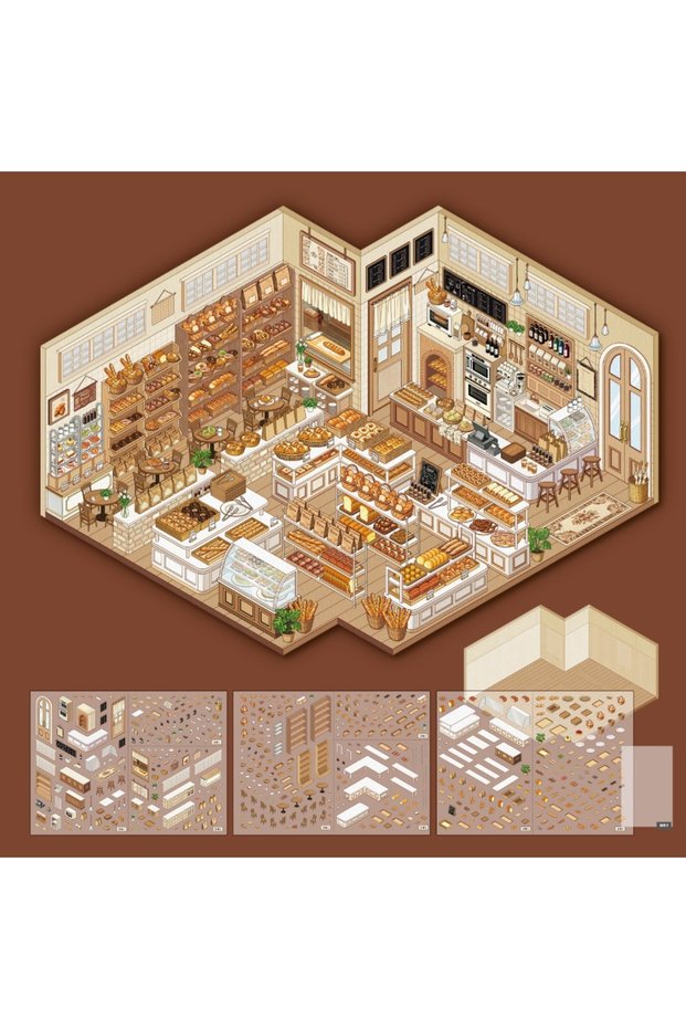Bread Series-1pc 3D Cabin Scene Stickers Book Visual Stacking Cartoon Miniature Scene Sticker DIY Ca