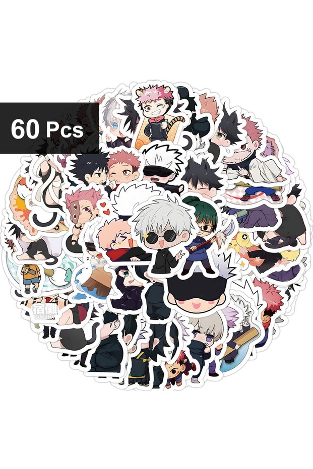 1 pack(60pcs) 30/60/180pcs Jujutsu Kaisen Anime Stickers Cute Satoru Gojo Itadori Yuji Stationery Ca