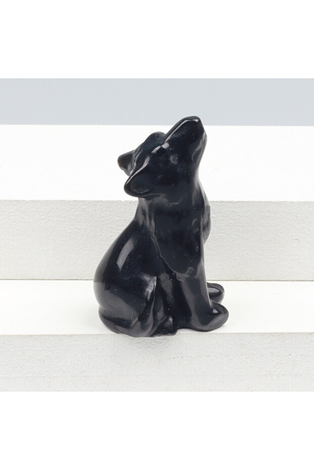obsidian Various Crystal Energy Stones Carved Wolf Rose Quartz Wild Animal Figurine, Natural Stone,