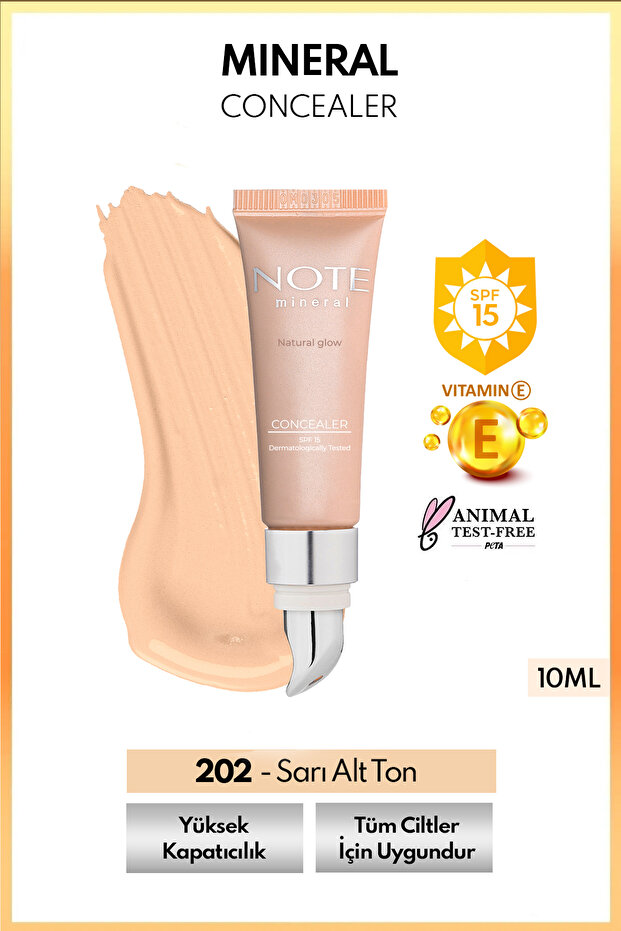 خافي عيوب معدني بعامل حماية من الشمس SPF 15، خافي عيوب تحت العين برأس معدني - 202 مفتوح متوسط
