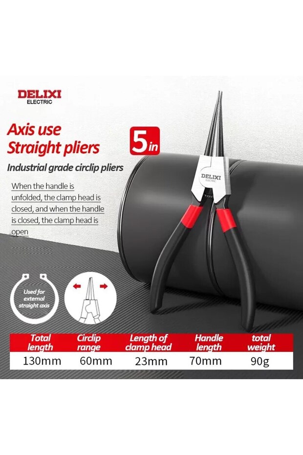 DHGS705WL DELIXI ELECTRIC 5-In Circlip Pliers,Needle Nose Pliers,Retaining Ring Pliers,for Removing