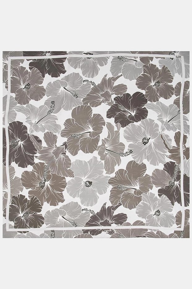 Lily Patterned Viscose Scarf Smoked