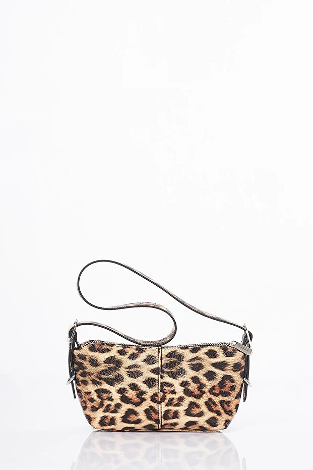 Geantă de umăr cu model leopard maro
