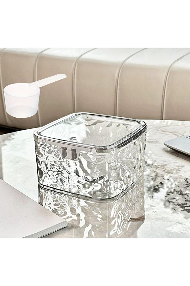 Clear S Large Capacity Laundry Detergent Storage Container with Scoop - Durable Plastic Organizer fo