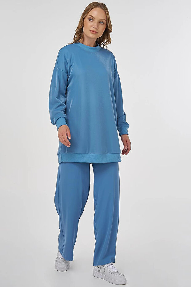 Shiny Look Sweatshirt Blue
