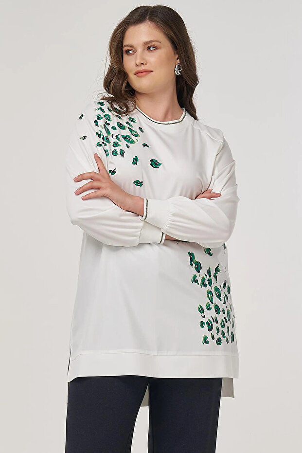 Printed Viscose Tunic Ecru