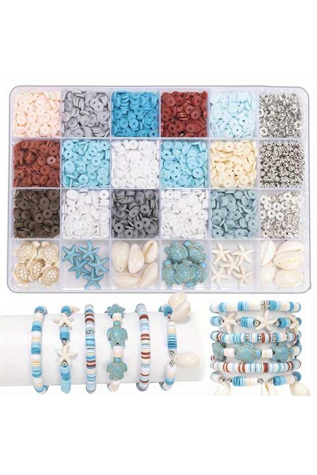 H1800pcs 14400/4200/2400pcs Assorted Polymer Clay Beads Kit for DIY Jewelry Making - Handmade Craft