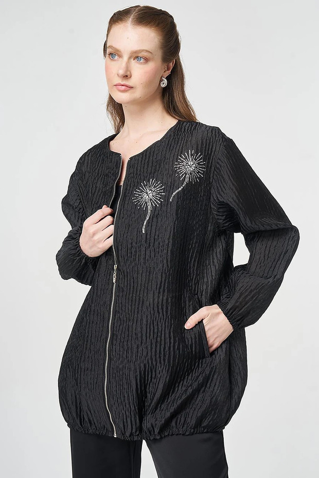 Hotfix Printed Embossed Jacket Black