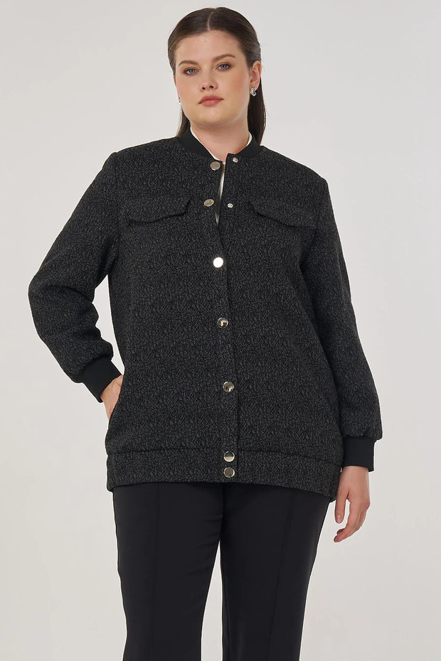 Bomber Jacket with Flap Pockets Black