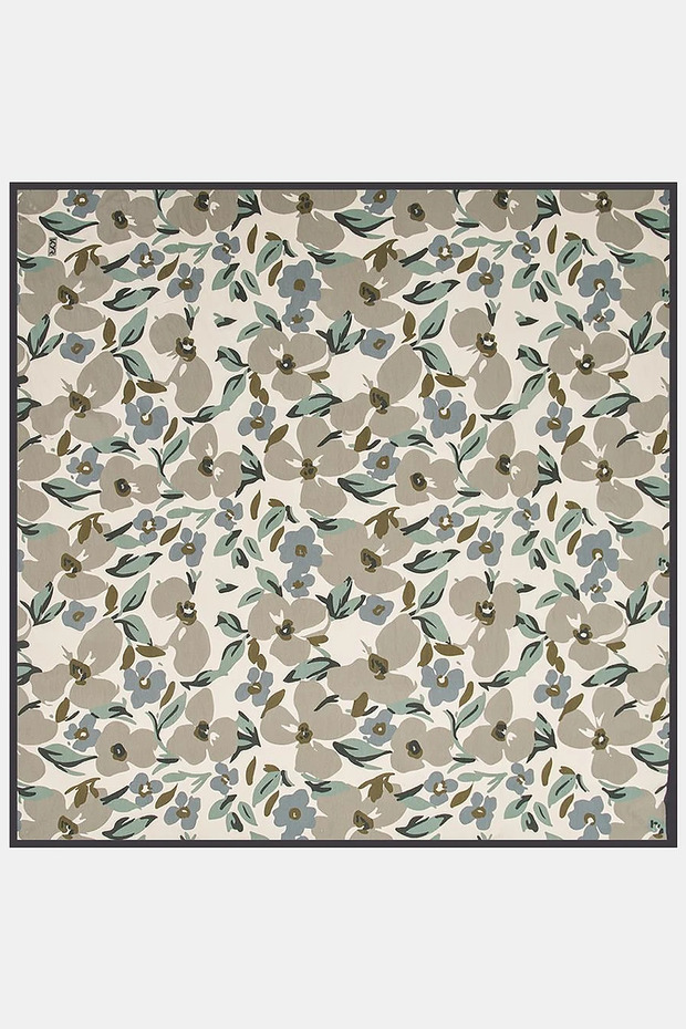 Floral Patterned Viscose Scarf Mildew Green