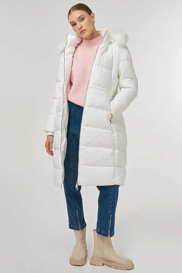 Hotfix Printed Anorak Coat Optical White