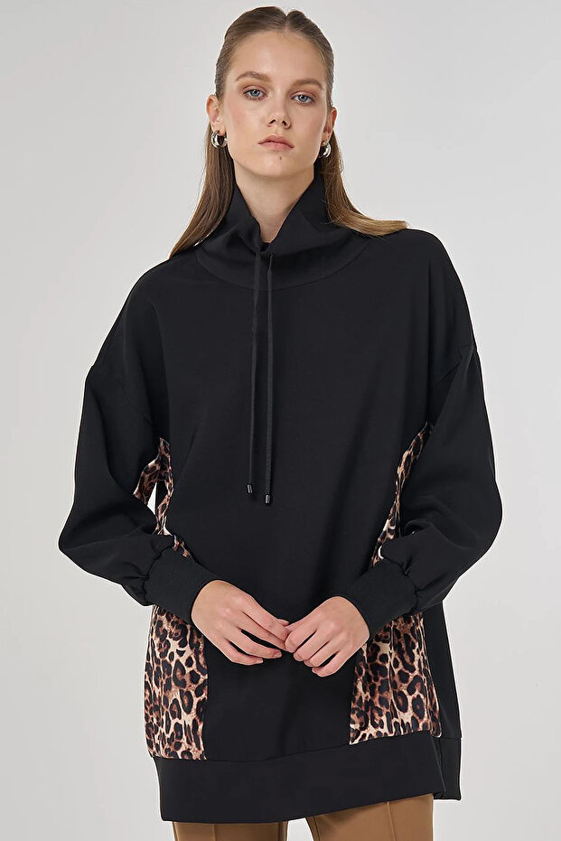 Leopard Garnili Sweatshirt Black