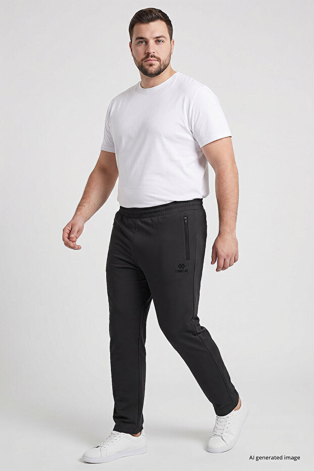 Anthracite Zippered Classic Leg Oversized Men's Sweatpants - 84947
