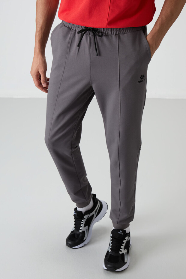 Dark Gray Cotton Soft Textured Comfort Fit Embroidered Men's Jogger - 82123
