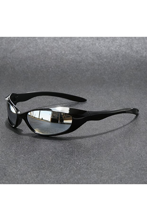 black silvery 1PC Y2K Future Technology Style Punk Eyewear Women Shades Sunglasses
