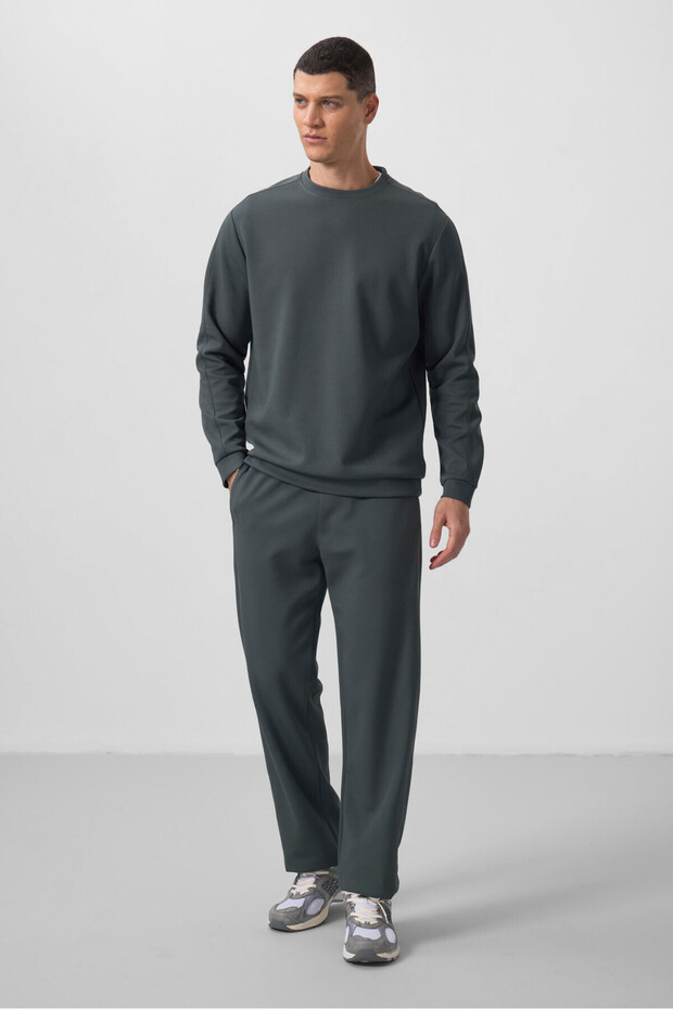 Khaki Textured Comfortable Fit Men's Tracksuit - 85275