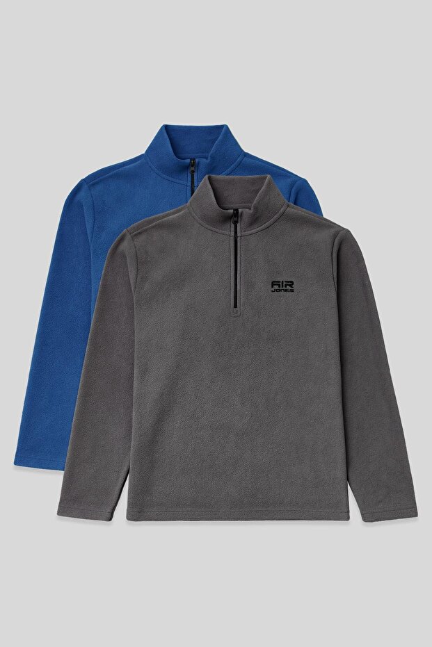 Standard Fit Stand Collar 2-Pack Dark Gray-Parliament Men's Fleece Sweatshirt - 88310
