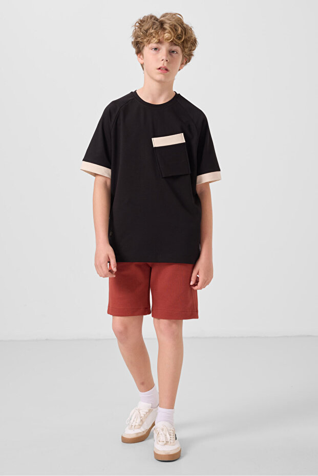Brick Cotton Soft-Textured Standard Fit Basic Boys Shorts - 11293