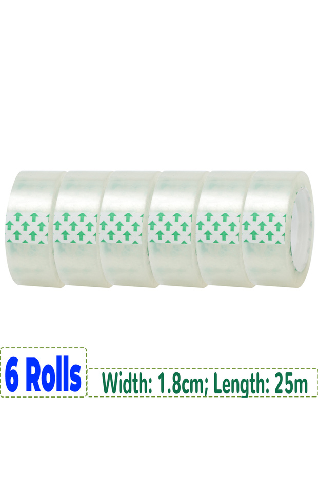1.8cm 6Rolls 12/6/3/1rolls Transparent Tape Refills Wrapping Tape Roll 0.8cm 1.2cm 1.8cm High-viscos