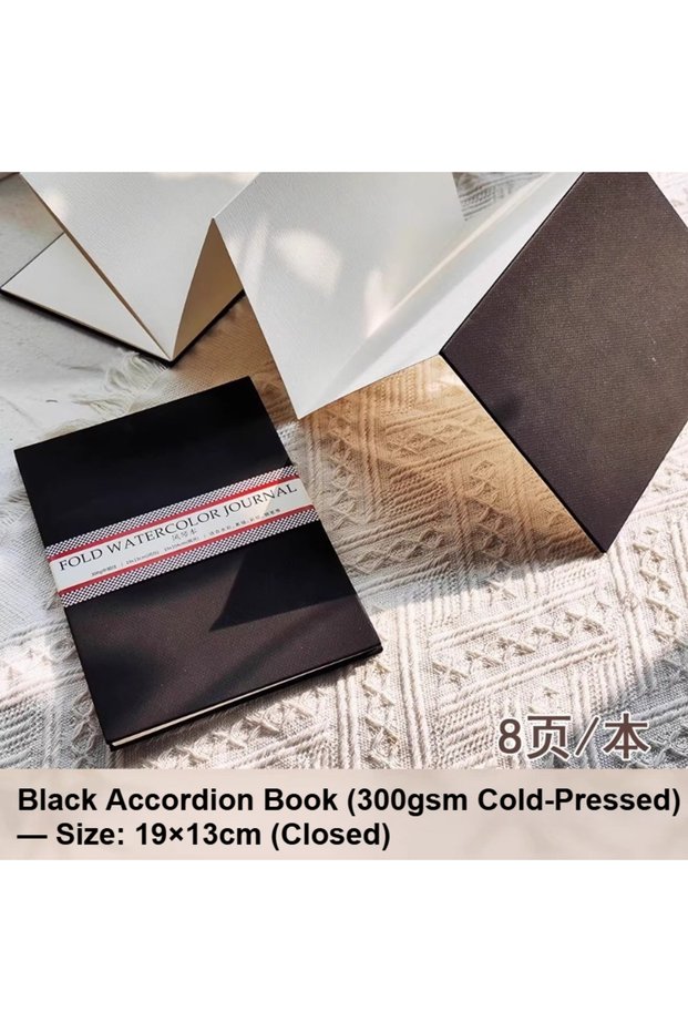 Black 19x13cm Mini Watercolor Sketchbook for Artists Organ Design Foldable Academic Painting Book Tr