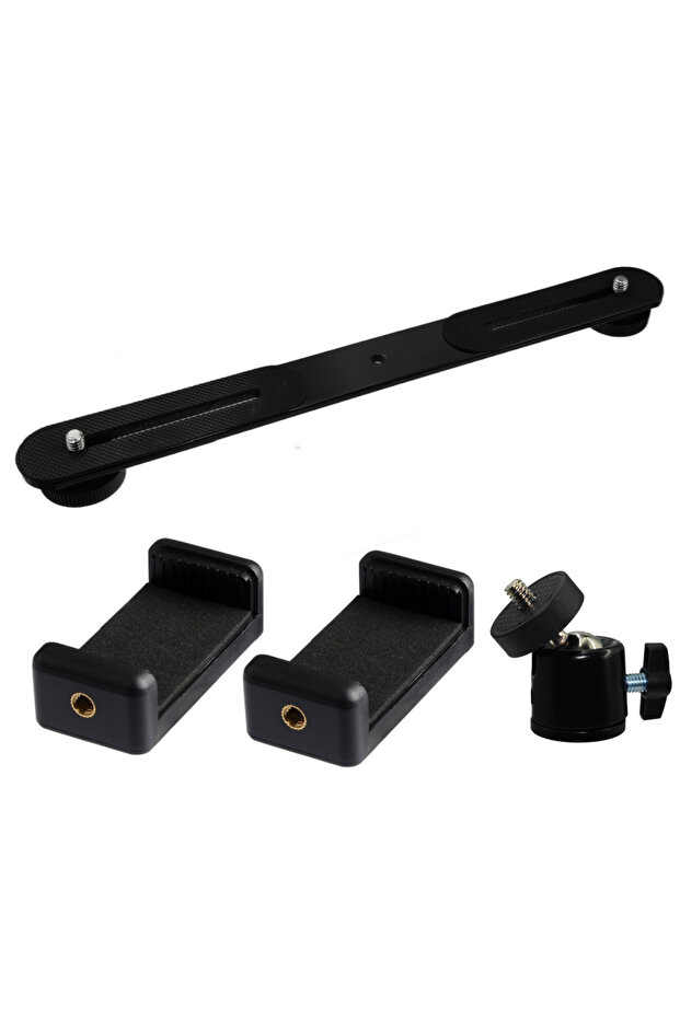 With Phone Clip 1/4'' Dual Flash Bracket Mount Holder Straight Extension Bar For Flashing Tripod DSL