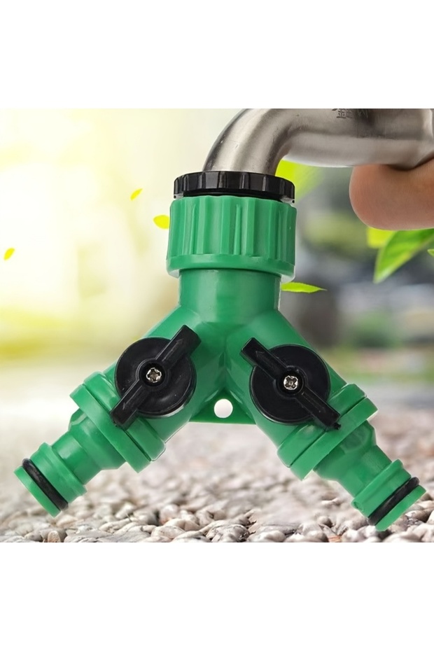 green 1Pc Y-Shaped Connector for Garden Hose Faucet, Suitable for Two-Way Diverter Adapter, Practica