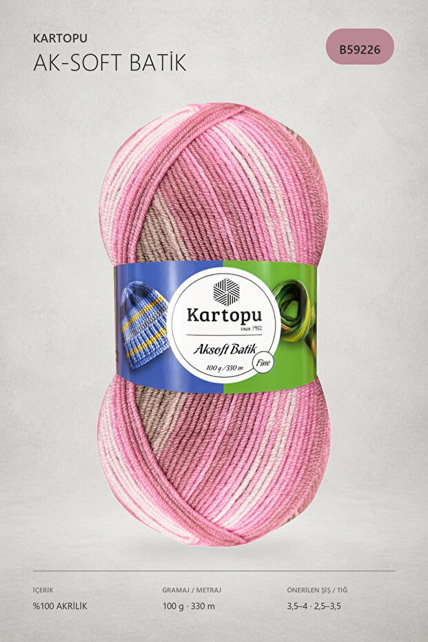 Aksoft Batik Ebruli El Örgü İpi 59226