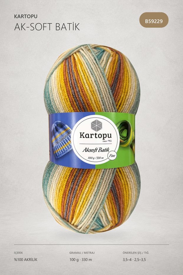 Aksoft Batik Ebruli El Örgü İpi 59229