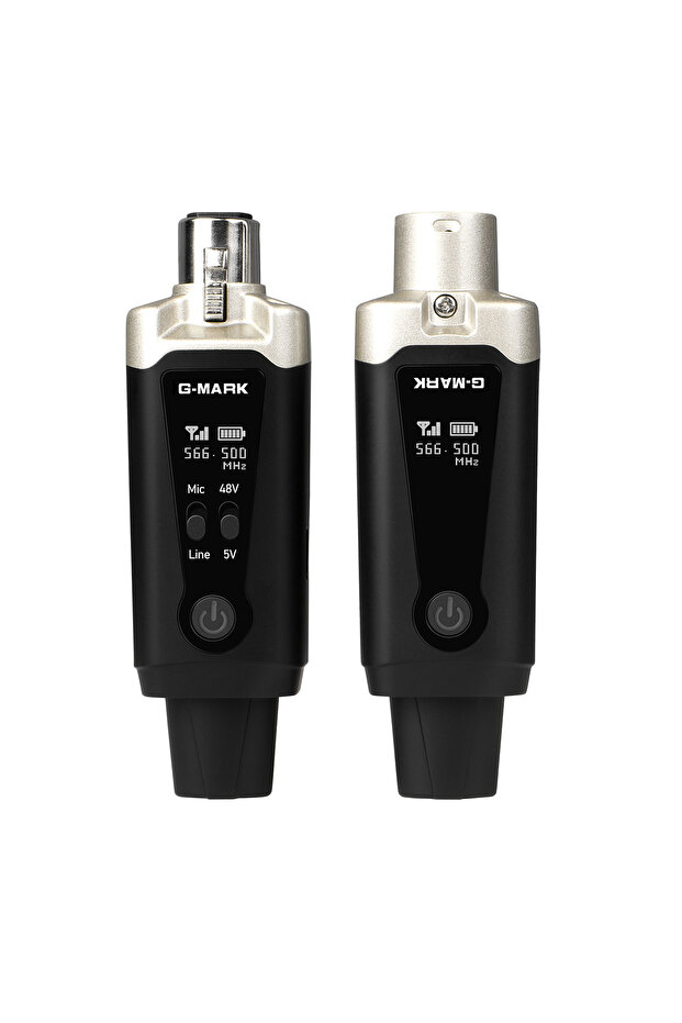 نظام إرسال لاسلكي أسود G-MARK GX1.1 UHF مع محول ميكروفون XLR ومستقبل صوتي بـ 16 قناة