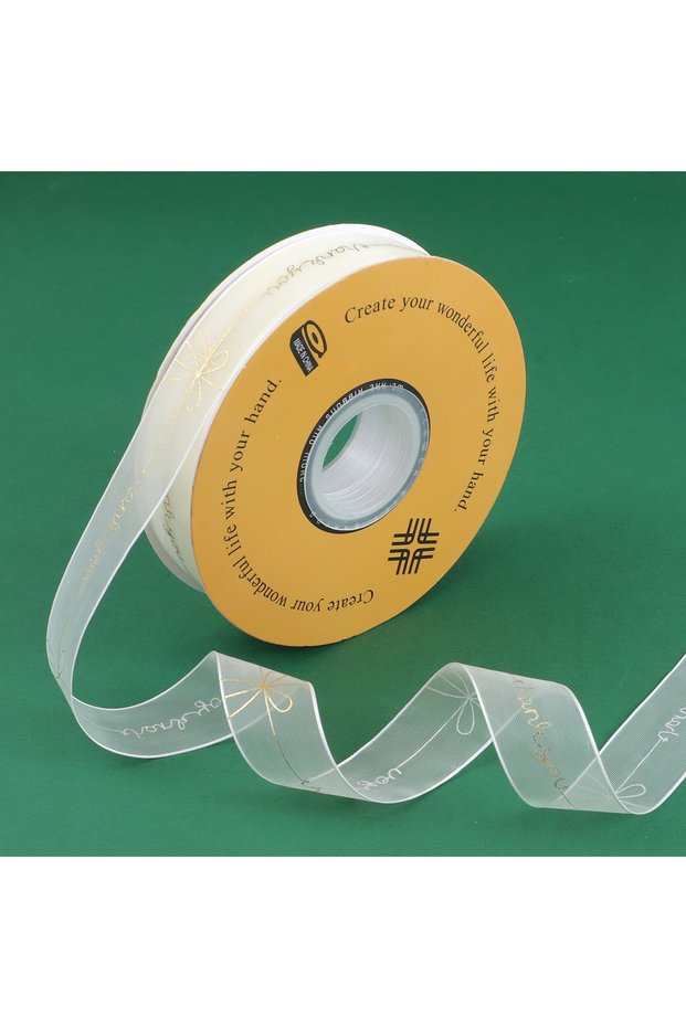 3 yards thank 2.5cm Wide Chiffon Ribbon Decorated with English Letters/Patterns, Suitable for Weddin