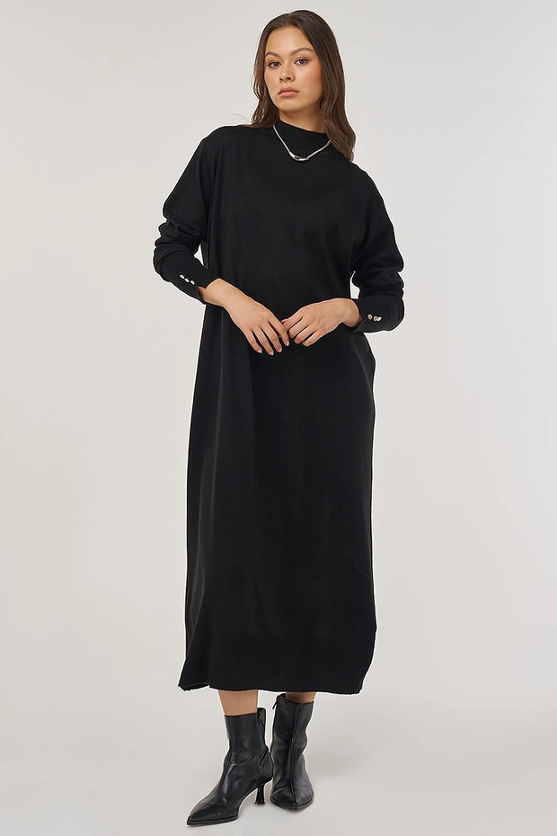 Half Turtleneck Knitwear Dress Black