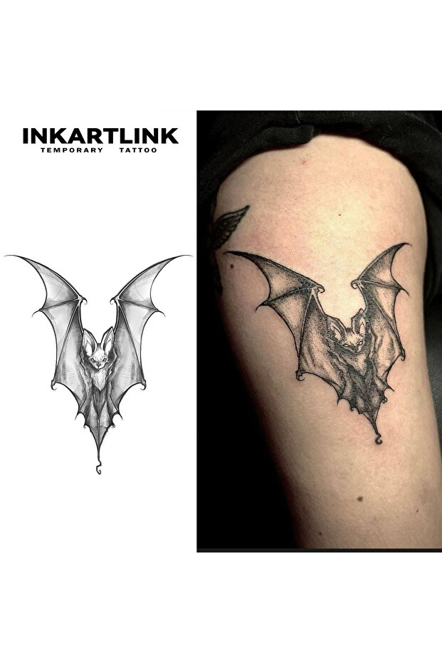 ملصق وشم على شكل خفاش ليلي من INKARTLINK | طراز قوطي مقاوم للماء لمدة 15 يومًا | رقعة رقبة على طراز مصاصي الدماء | ...