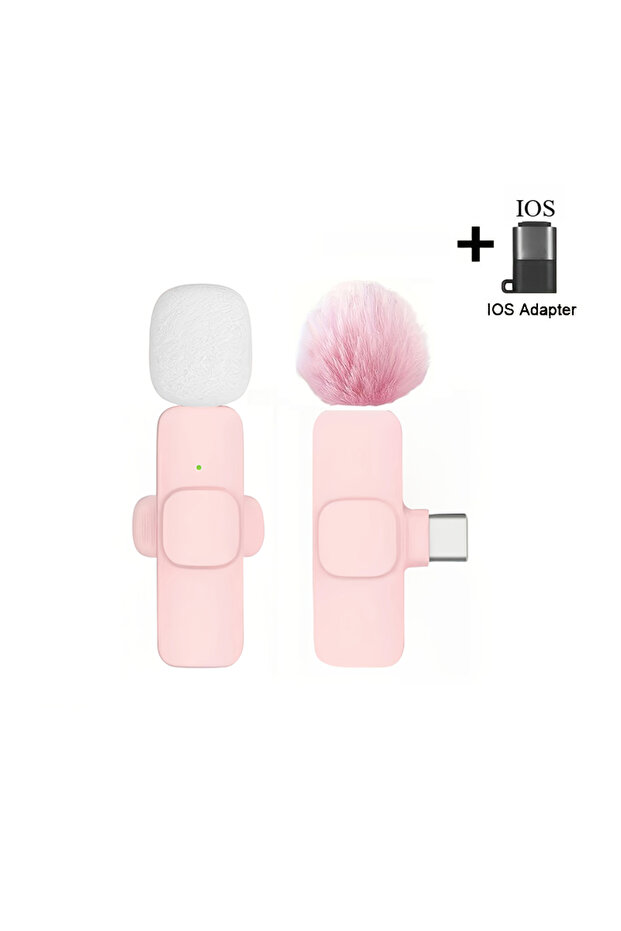ميكروفون لافالير لاسلكي C-Ios-K1HP-1MIC صغير الحجم مع خاصية تقليل الضوضاء لأجهزة آيفون وUSB-C