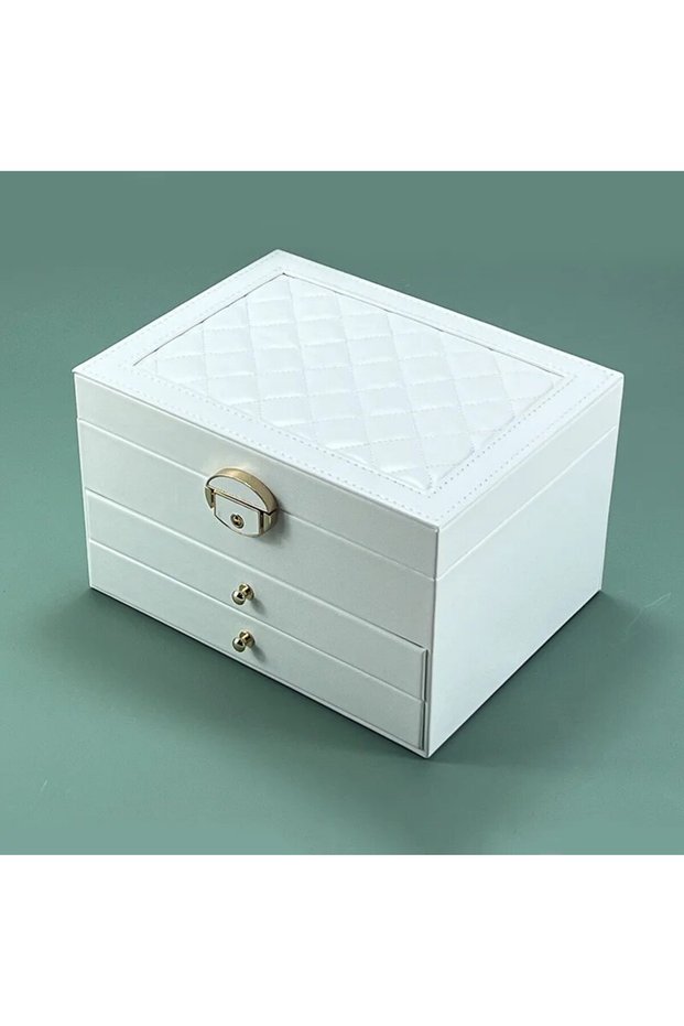 L White High-End Multi-Layer Drawer-Type Jewelry Box Household Large Capacity Earring Storage Organi